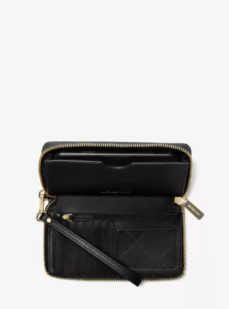 Große Smartphone-Handgelenktasche aus genarbtem Leder