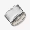 Große Tribeca Schultertasche aus gestepptem Metallic-Leder