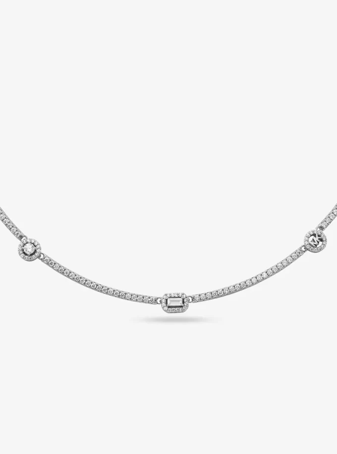 Halskette aus Sterlingsilber mit Pavé-Fassung und Edelmetall-Plattierung Halskette aus Sterlingsilber mit Pavé-Fassung und Edelmetall-Plattierung