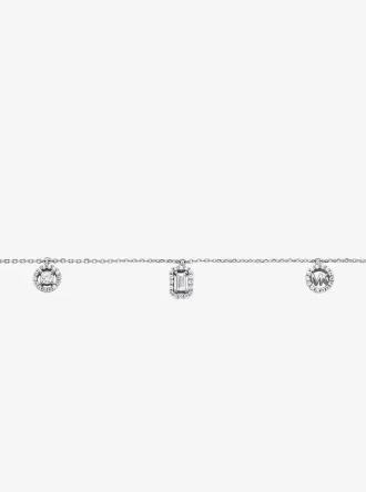 Halskette aus Sterlingsilber mit Pavé-Fassung und verschiedenen Anhängern, verziert mit Edelmetall-plattiertem Sterlingsilber