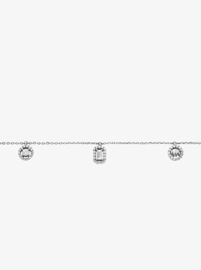 Halskette aus Sterlingsilber mit Pavé-Fassung und verschiedenen Anhängern, verziert mit Edelmetall-plattiertem Sterlingsilber Halskette aus Sterlingsilber mit Pavé-Fassung und verschiedenen Anhängern, verziert mit Edelmetall-plattiertem Sterlingsilber