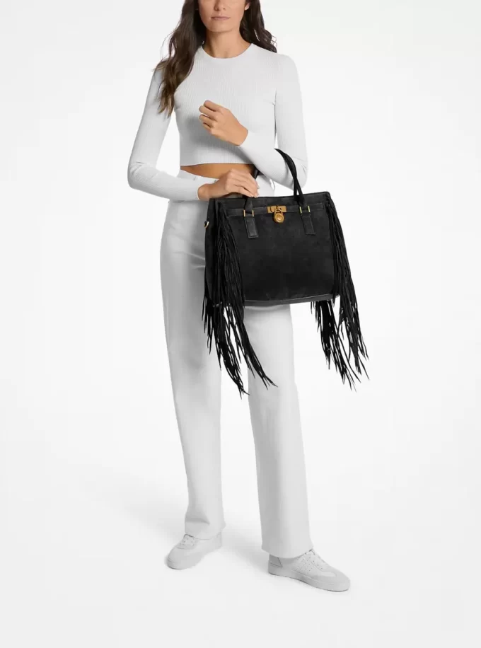 Hamilton Moderne Große Wildledertasche mit Fransen