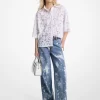 Handbespritzte, gebleichte Denim-Jeans mit weitem Bein