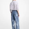 Handbespritzte, gebleichte Denim-Jeans mit weitem Bein