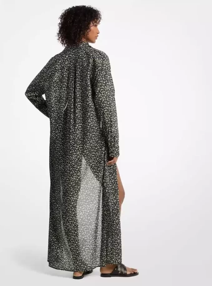Hemdblusenkleid aus Baumwoll-Batist mit Blumenmuster