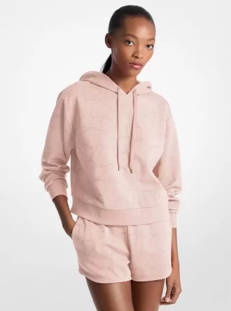 Hoodie aus Baumwollmischgewebe mit Herzstickerei
