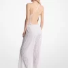 Hose aus Stretch-Nylon mit floraler Spitze und Kordelzug Hose aus Stretch-Nylon mit floraler Spitze und Kordelzug