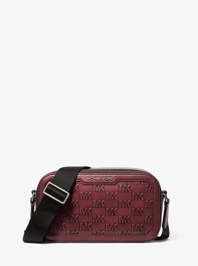 Hudson Logo geprägte, polierte Leder-Umhängetasche Hudson Logo geprägte, polierte Leder-Umhängetasche