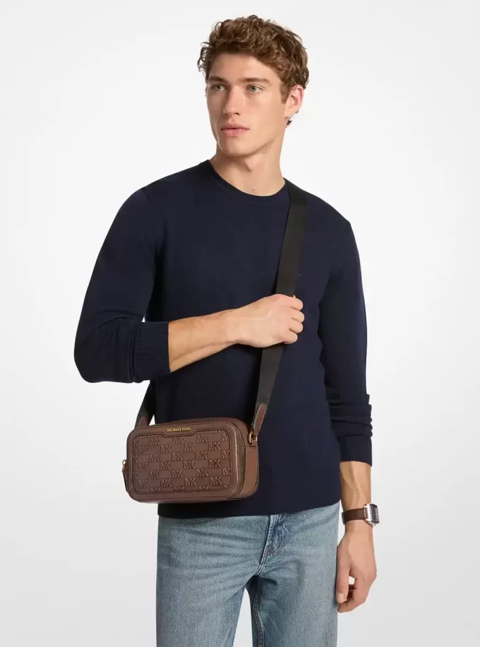 Hudson Logo geprägte, polierte Leder-Umhängetasche Hudson Logo geprägte, polierte Leder-Umhängetasche