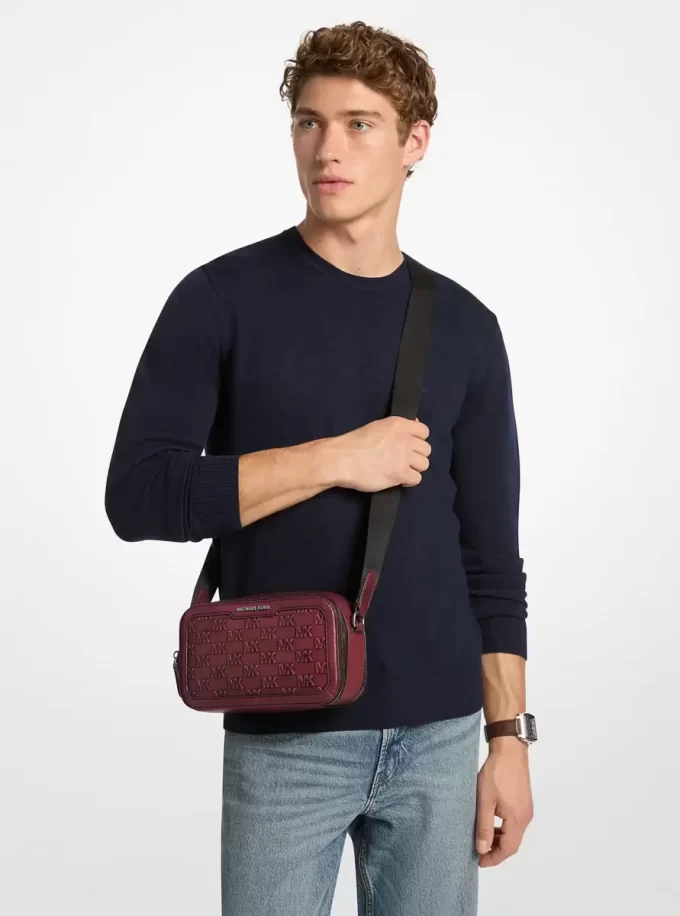 Hudson Logo geprägte, polierte Leder-Umhängetasche Hudson Logo geprägte, polierte Leder-Umhängetasche