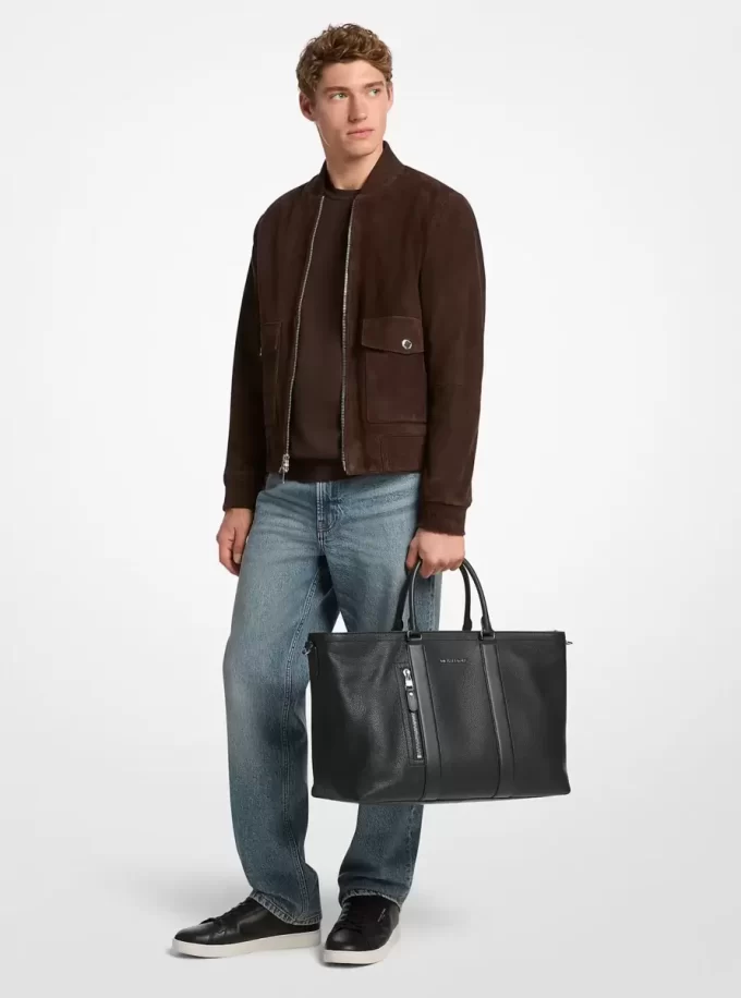 Hudson Tragetasche aus genarbtem Leder
