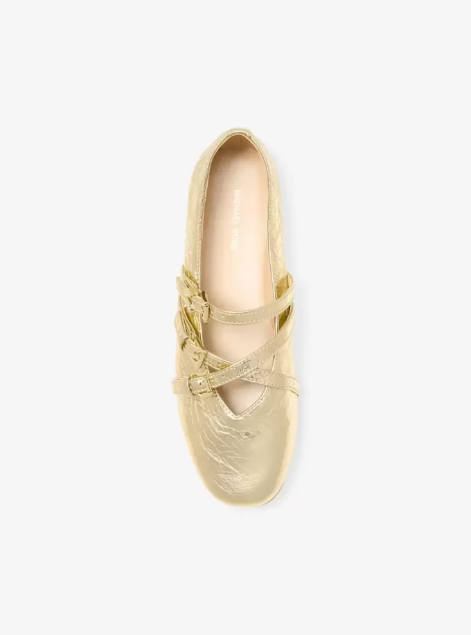 Indy Flex Ballerinas aus geknacktem Metallic-Leder