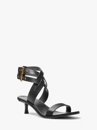 Irene Leder-Sandalen mit Kitten-Heel