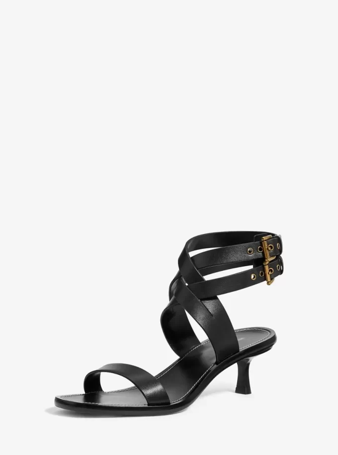 Irene Leder-Sandalen mit Kitten-Heel
