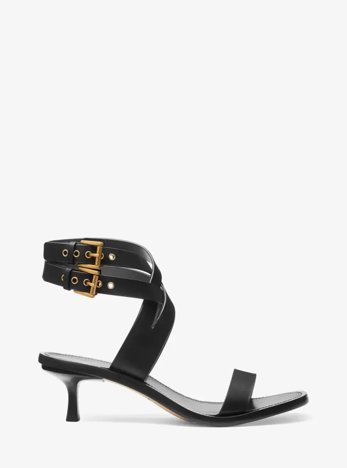 Irene Leder-Sandalen mit Kitten-Heel