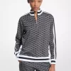 Jacke aus metallisch schimmerndem Stretch-Strick mit Logoprint und halbem Reißverschluss