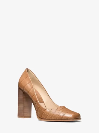 Jeanne Pumps aus Leder mit Krokodilprägung