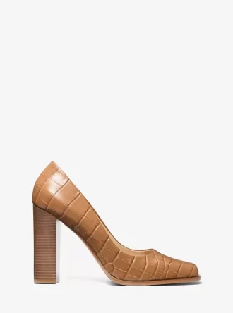 Jeanne Pumps aus Leder mit Krokodilprägung