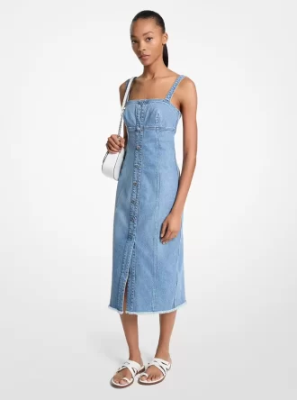 Jeans-Midikleid mit Fransen