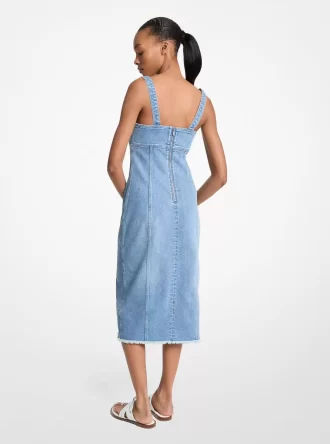 Jeans-Midikleid mit Fransen