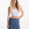 Jeans-Wickelrock mit Logo-Jacquard-Muster Jeans-Wickelrock mit Logo-Jacquard-Muster