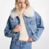 Jeansjacke mit Kunstpelzkragen
