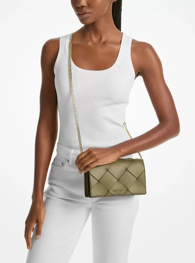 Jet Set Medium Crossbody-Tasche aus gewebtem Leder Jet Set Medium Crossbody-Tasche aus gewebtem Leder