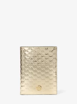 Jet Set Medium Metallic Logo-geprägte Reisepasshülle