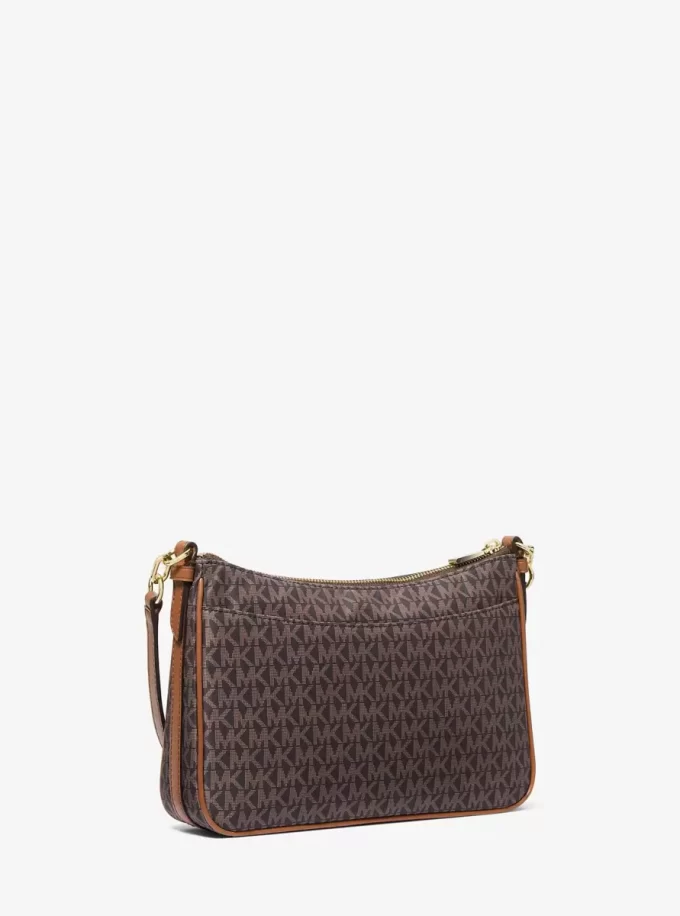 Jet Set Medium Signature Logo Print Woven Convertible Pochette Jet Set Medium Signature Logo Print Woven Convertible Pochette