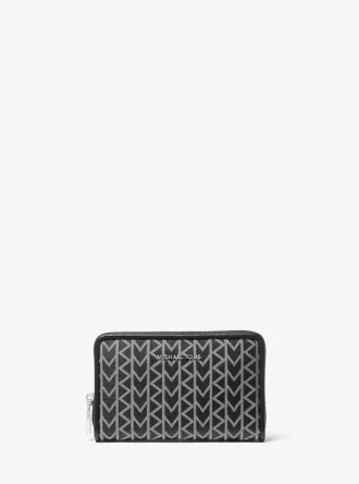 Jet Set Small MK2000 Logo Jacquard Geldbörse Jet Set Small MK2000 Logo Jacquard Geldbörse