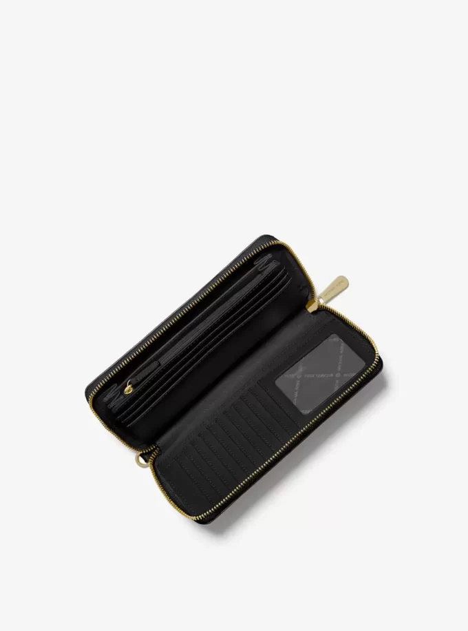 Jet Set Travel Große Handgelenktasche aus genarbtem Leder