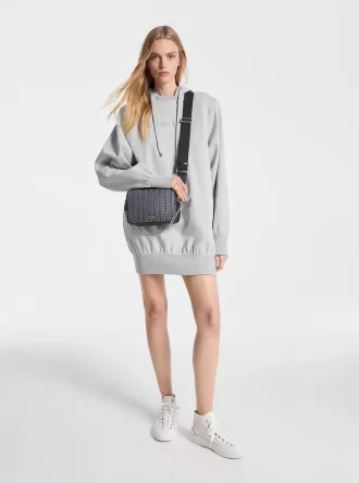Hoodie-Kleid aus Baumwollmischgewebe mit Schulterpolstern