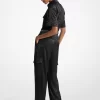 Jumpsuit aus Satin mit Logo-Jacquard-Muster und Gürtel