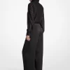 Jumpsuit mit Metallic-Clip-Jacquard und Satin-Bindekragen Jumpsuit mit Metallic-Clip-Jacquard und Satin-Bindekragen