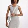 Kapuzenkleid aus geripptem Stretch-Viskose