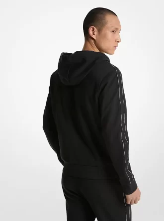 Kapuzenpullover mit Logo-Band und Reißverschluss aus Baumwollmischgewebe
