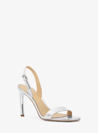 Kasia Sandale aus geknacktem Metallic-Leder
