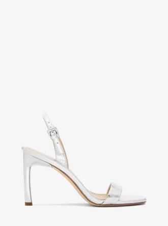 Kasia Sandale aus geknacktem Metallic-Leder