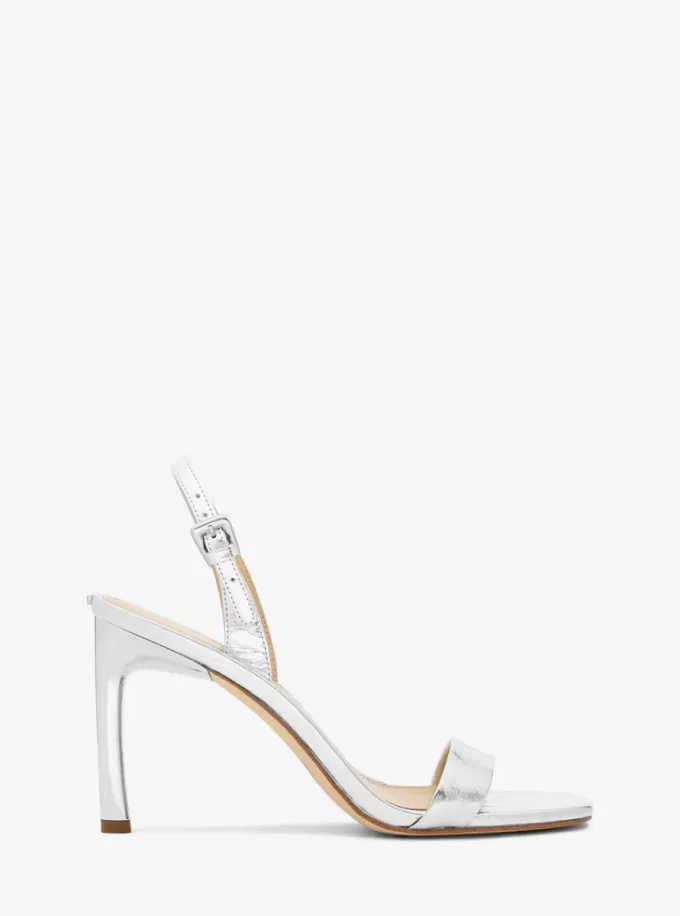 Kasia Sandale aus geknacktem Metallic-Leder