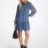 Kleid aus Georgette mit metallischem Paisley-Print