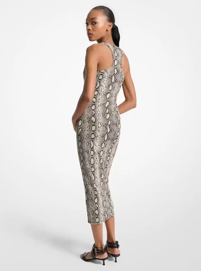 Kleid aus Stretch-Jersey mit Schlangenmuster und Racerback-Rücken