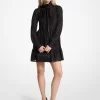 Kleid mit metallischem Clip und Jacquard-Bindekragen