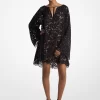 Kleid mit Nieten, Kordel, floraler Spitze und V-Ausschnitt