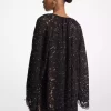 Kleid mit Nieten, Kordel, floraler Spitze und V-Ausschnitt