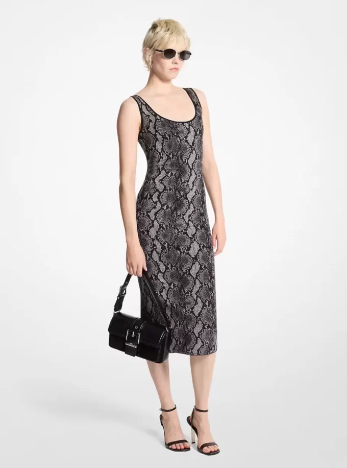 Kleid mit Schlangenmuster-Jacquard