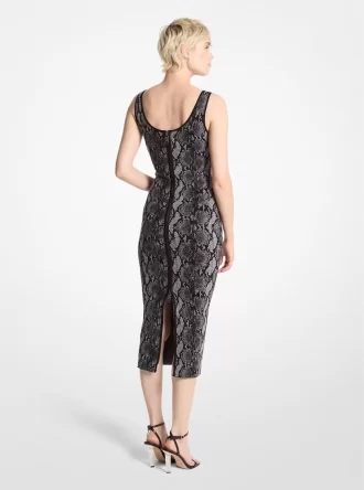Kleid mit Schlangenmuster-Jacquard
