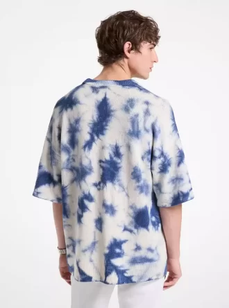 Kurzarmpullover aus Wolle und Kaschmir mit Batikmuster