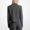 Kurzer Blazer aus Stretch-Tropenwolle mit Fransen Kurzer Blazer aus Stretch-Tropenwolle mit Fransen