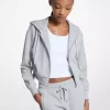 Kurzer Kapuzenpullover mit Logo-Jacquard-Muster und Reißverschluss