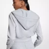 Kurzer Kapuzenpullover mit Logo-Jacquard-Muster und Reißverschluss